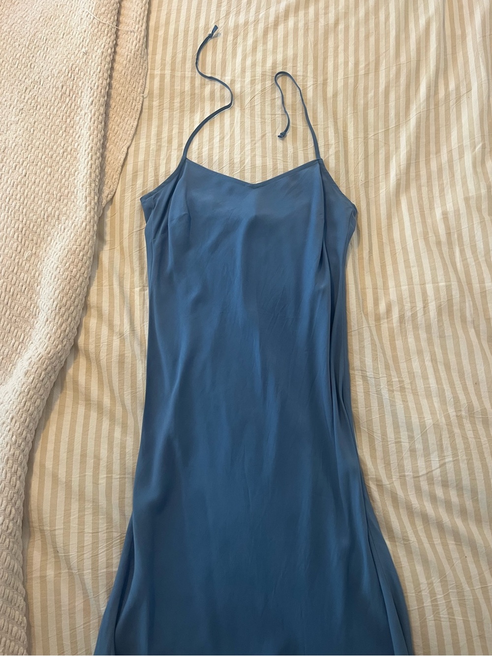 LOFT Slate Blue Halter Slip Dress with Adjustable Straps